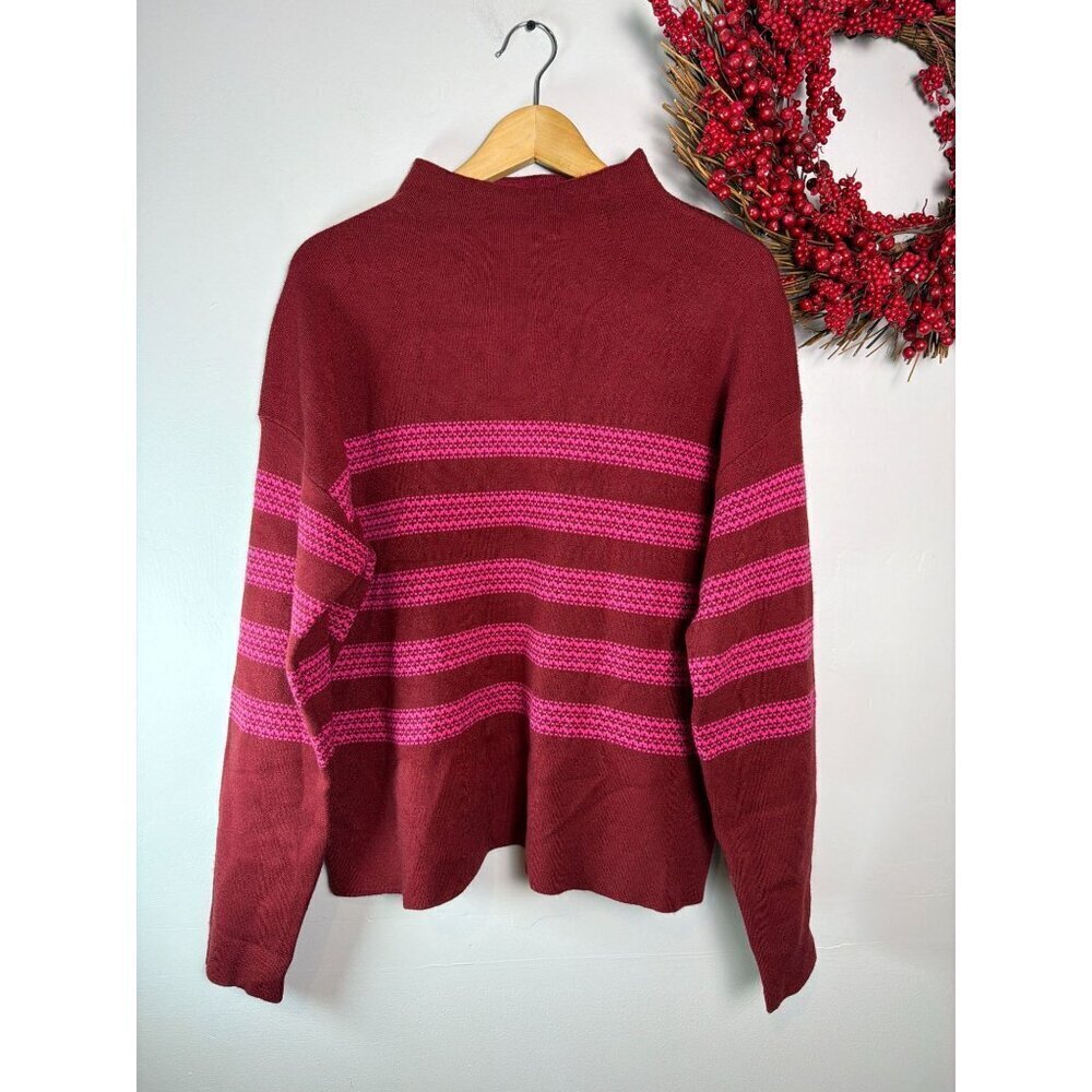 Tahari Womens Girlhoodcore Knit Sweater Pink Patterned Stripes XTRA-LARGE Red